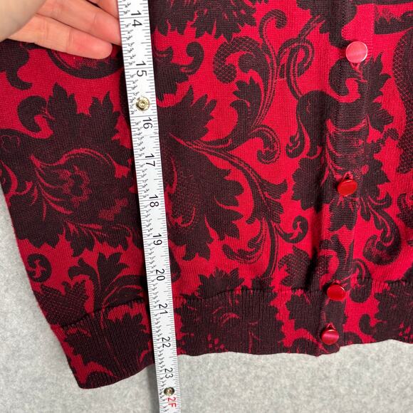 Talbots Cardigan Sweater Womens Small Red Black Paisley Career Church Classic - Picture 6 of 10
